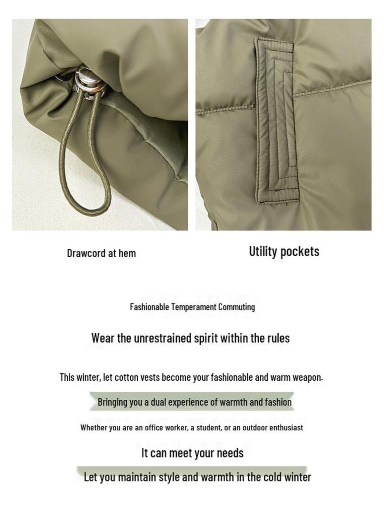 2024 Trendy Loose Stand-Up Collar Cotton Vest: Sleeveless Autumn/Winter Outerwear