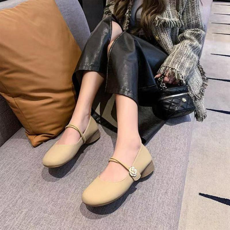 New soft leather one-pedal with skirt gentle wind thick heel single shoes retro Mary Jane women's shoes summer