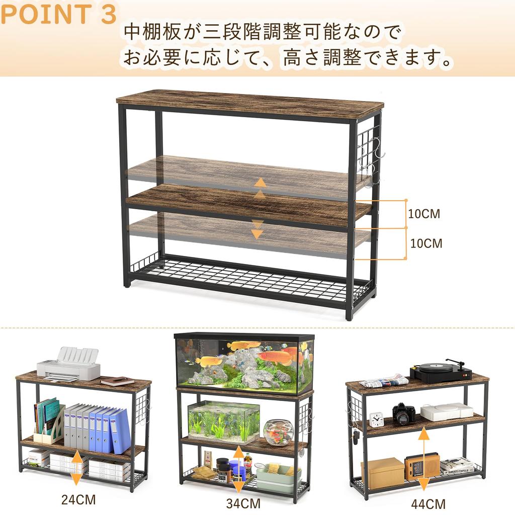 DEWEL Aquarium Stand Width 90cm Aquarium Shelf Aquarium Stand for 90cm Aquarium Assembly Type Aquarium Stand Rack Wood Deco Stand 3 Tier Type Middle