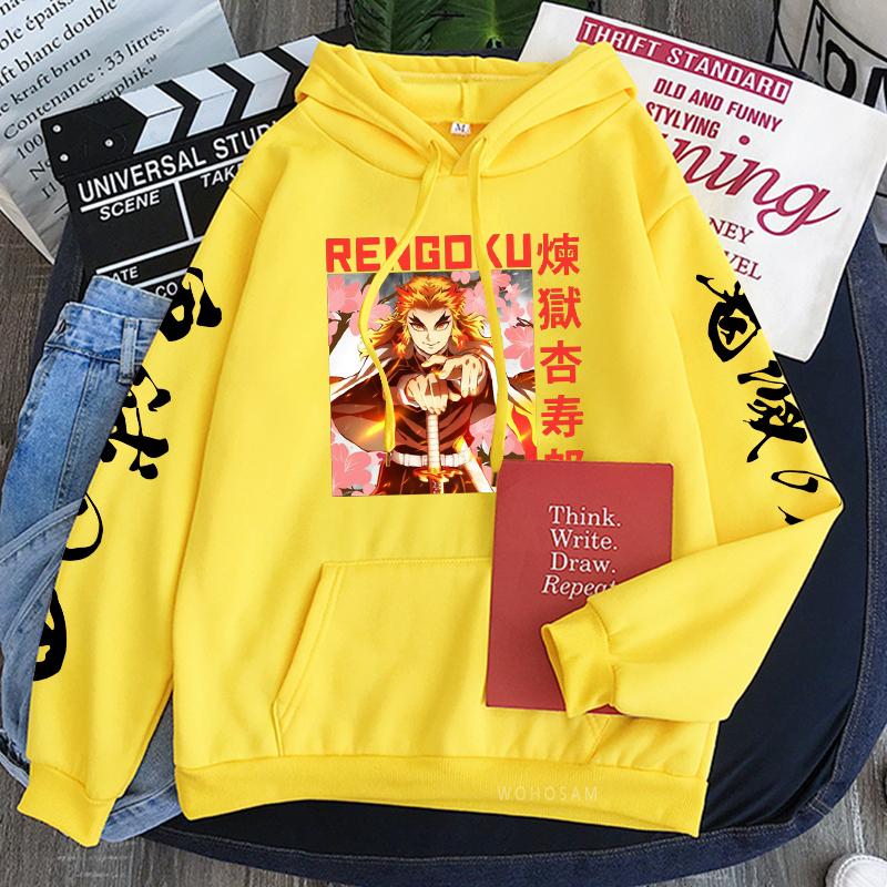

Мода Япония Аниме Demon Slayer Лоскутные толстовки Манга Мультфильм Смешной Rengoku Kyoujuro Принт Зимние Теплые Большие Толстовки 4XL жёлтый