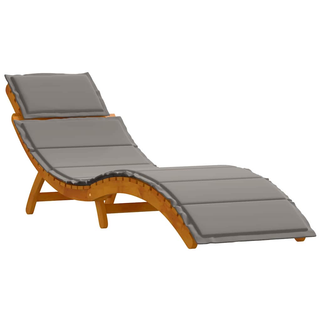 Sun Lounger with Cushions 2 Pcs Grey Solid Acacia Wood