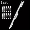Stainless Steel Folding Knife Pocket Knife With 9 Replaceable Blades Sharp Hobby Knife Craft Knife Kit Kitchen Accessoires