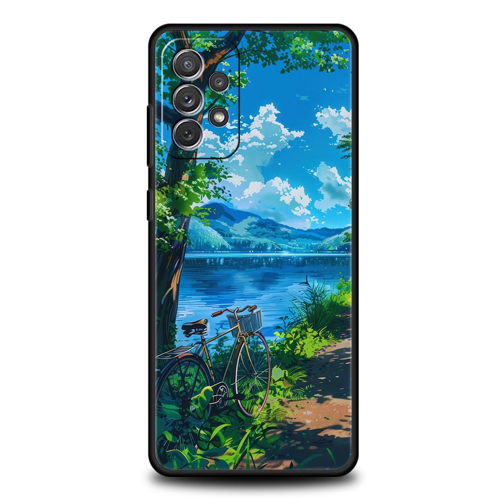 Japanese Anime Landscape Art Phone Case For Samsung A15 A13 A35 A55 A51 A71 A41 A31 A21S A03S A05 A23 A25 A33 A53 A73 5G Cover