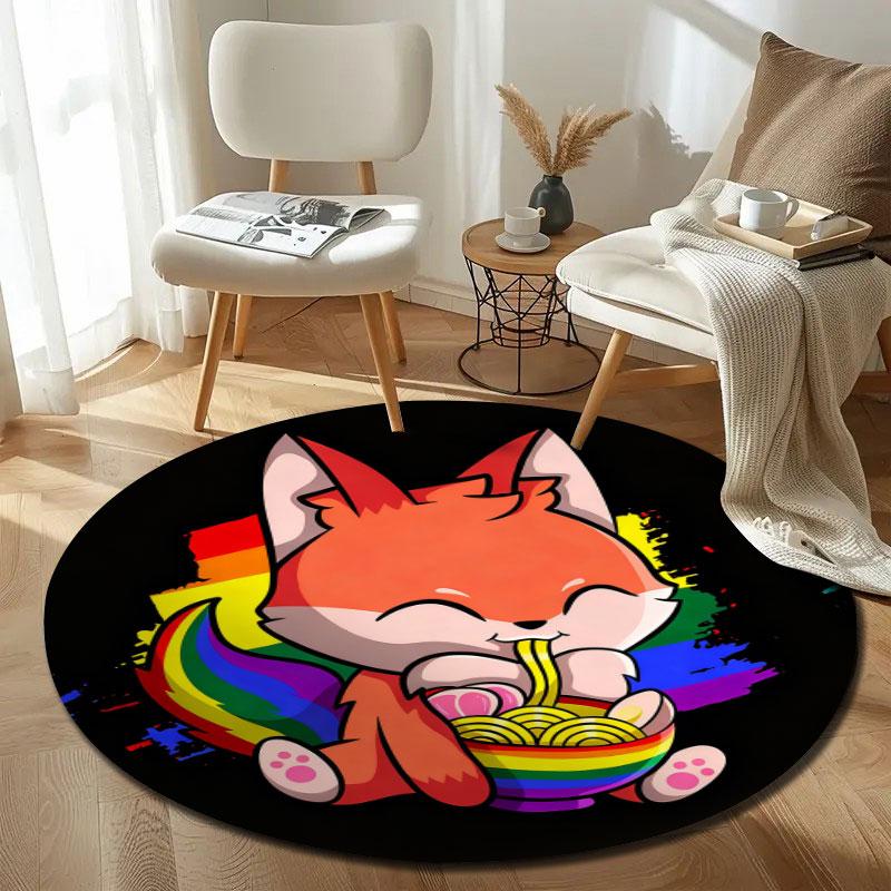 Glam Round Boho Multicolor Rug Pad, Non-Slip Floor Mat for Kitchen
