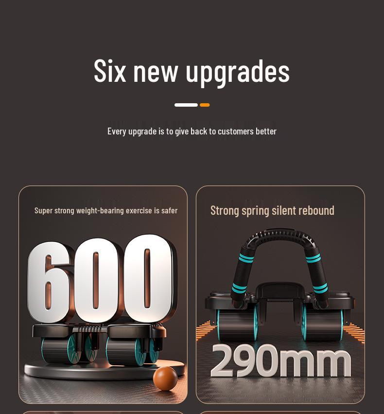 Six-Elbow Support Ab Roller: Automatic Rebound 4-Wheel Fitness Equipment for Men's Abs and Belly Exercise.