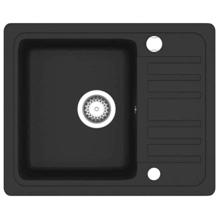 VidaXL Évier de Cuisine en Granit Bac Unique Noir Décoration Cuisine Maison 142952