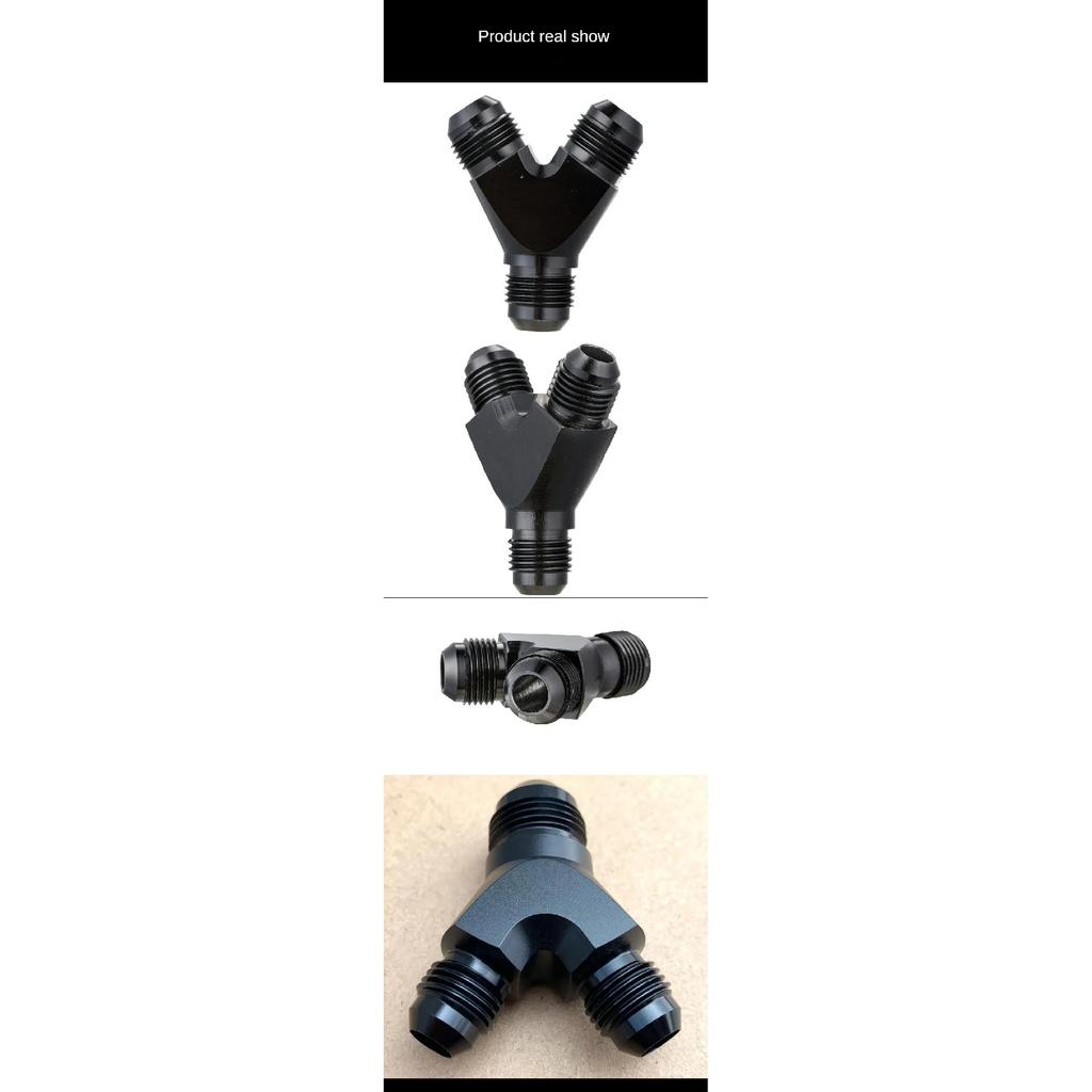 High Quality Y Block Adapter Fittings Adaptor AN4 AN6 AN8 AN10 Black Y Type Oil Pipe Joint Male Thread Fuel Hose Fitting