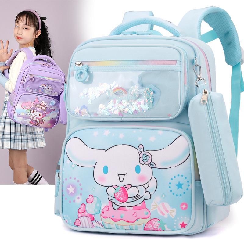 Cute Cartoon School Backpack For Kids With Adorable Kuromi Melody And Cinnamoroll Designs