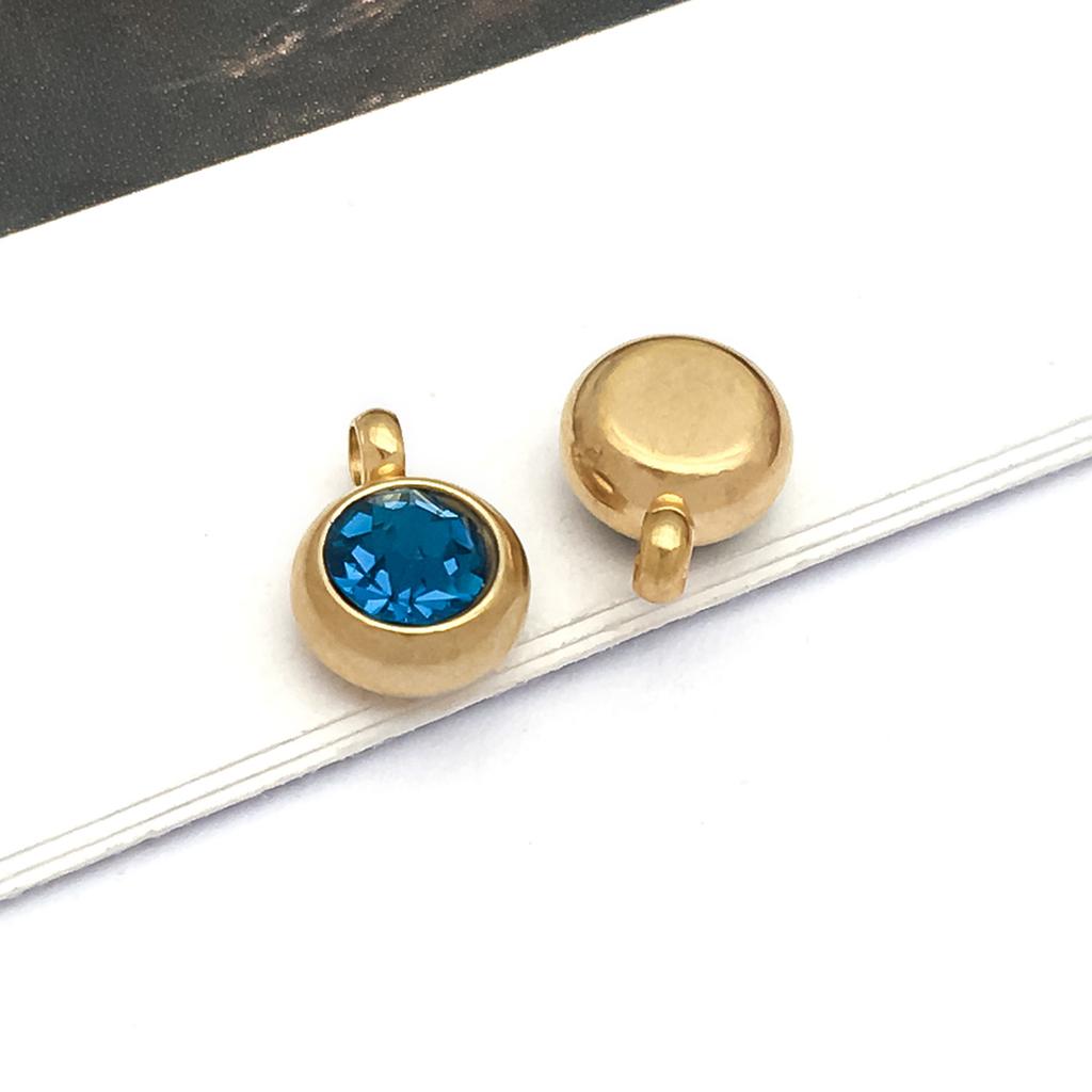 DIY alloy jewelry accessories inlaid with colored diamonds, twelve-star birthstone, birthstone, zodiac stone necklace, bracelet, small pendant.