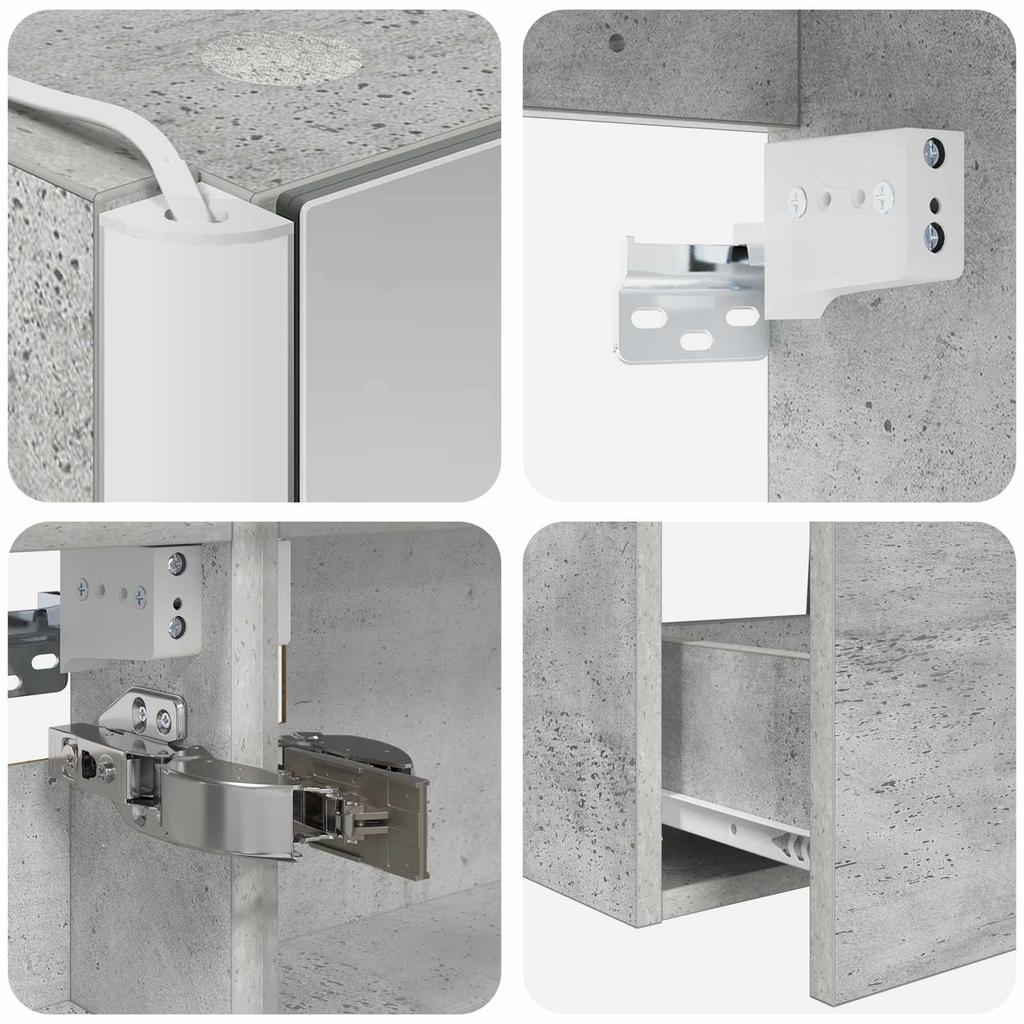 Bathroom Cabinet Set 5 Pcs Concrete Grey 53 X 15.5 X 70 Cm