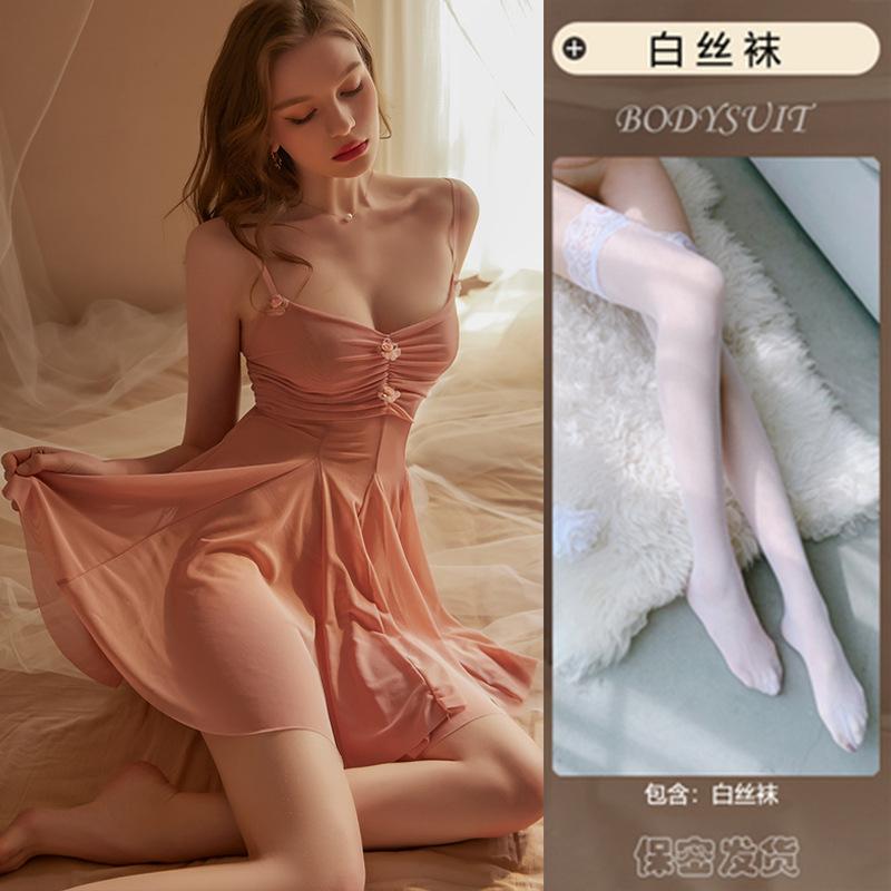 Sexy Übergrößen Verführung Hausunterwäsche Bett Nachthemd Transparenter Strumpfhalterrock Spitze Pyjama Reine Begierde Trenchcoat Anzug