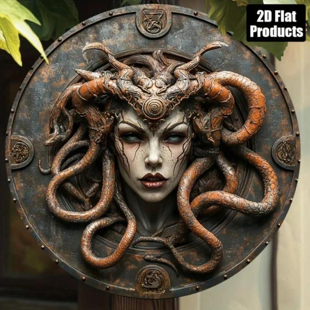 Placca Metallo Vintage Medusa 8 Pollici Rotonda Decorazione Murale Cucina Bar Regalo