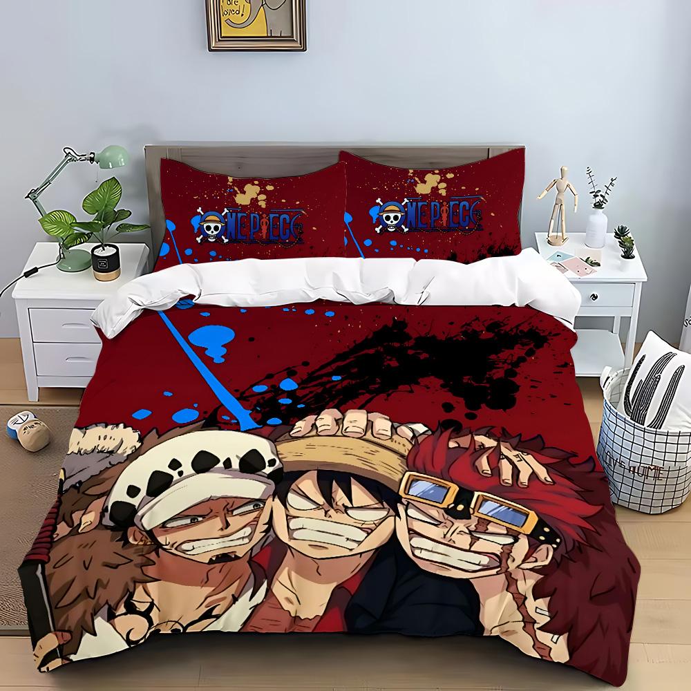 Anime Duvet Pillowcase Bedding Set Adult Boy Girl Bedroom O-One P-Pieces Decoration Children Gift Single Double Large Size