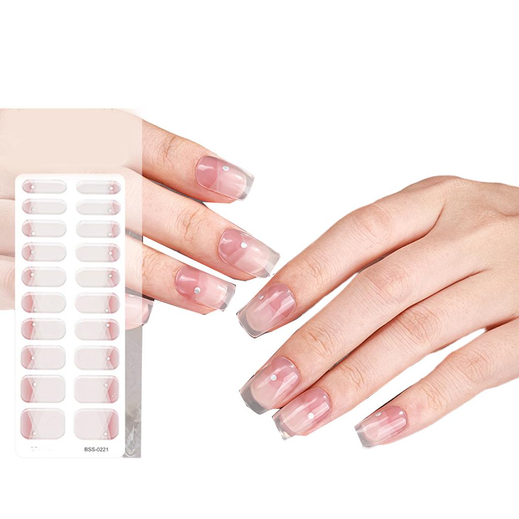 2 bucăți benzi de unghii cu gel semi-întărite pentru femei Autocolant pentru unghii cu gel de durată înveliș pentru unghii cu gel cu finisaj moale, lucios