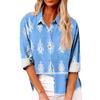 Women's Loose Floral Print Stand Collar Long Sleeve Cotton And Linen Top