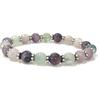 8mm Round Multi Fluorite Beads Chakra Bracelet 7.5" , Stretchable Unisex Bracelet, Designer Jewelry For Her/Him CSB-56