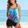 Women's Beachwear Blue Teardrop Halter Women's Tankini Swimsuit Two Piece Bikini Set Beachwear S-5XL
