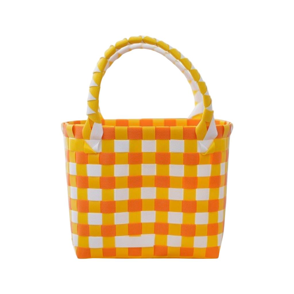 Letní pletený košík Ruční košík DIY Plážová foto taška Plastový pletený košík Suvenýr Malý čtvercový košík na zelí