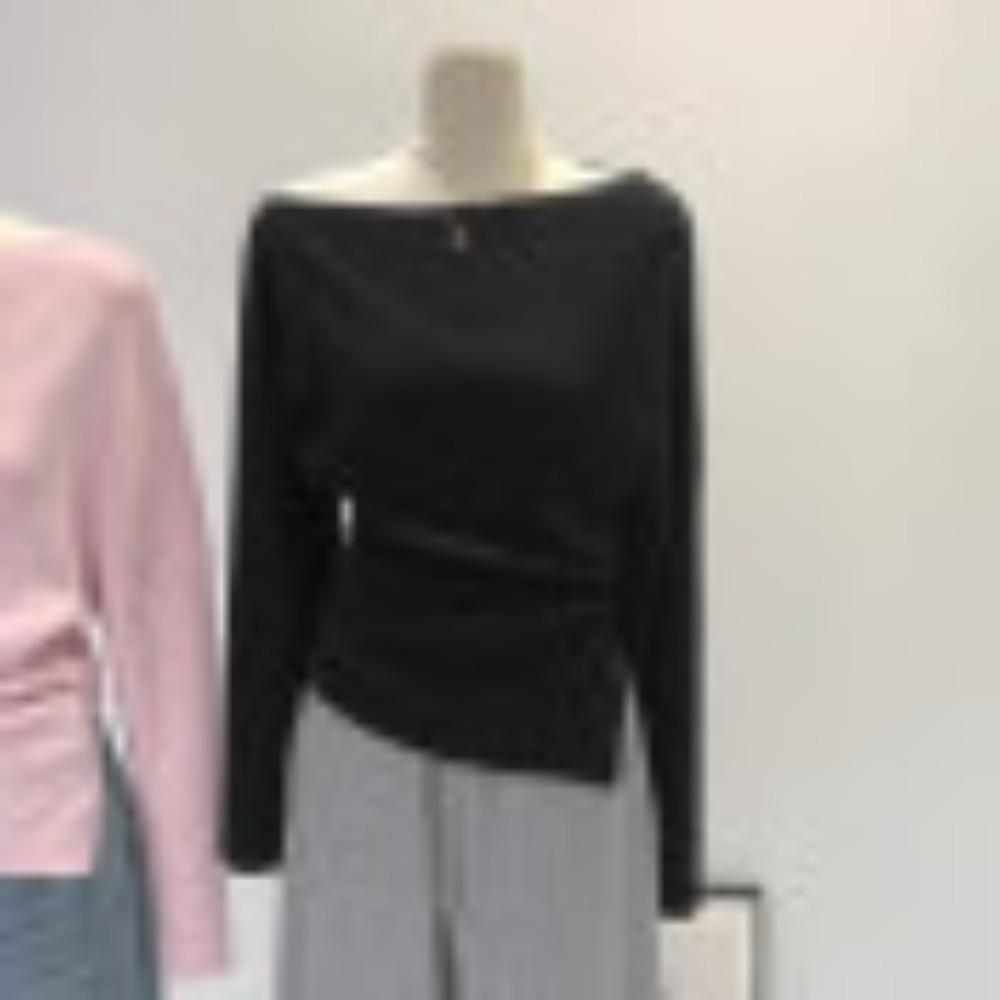 

Стильный женский трикотажный базовый слой с длинным рукавом на одно плечо для осени и зимы, излучающий изысканность и моду. one size чёрный