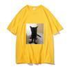 Big Foot Jinx T-shirt Black Cat Pattern Tshirt Funny   T Shirts  Cotton Tops Spring New Round Neck Tee Short Sleeve