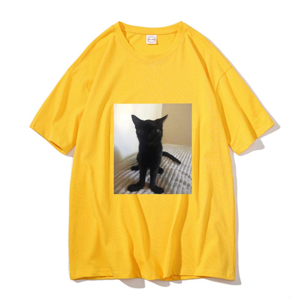 Big Foot Jinx T-shirt Black Cat Pattern Tshirt Funny   T Shirts  Cotton Tops Spring New Round Neck Tee Short Sleeve