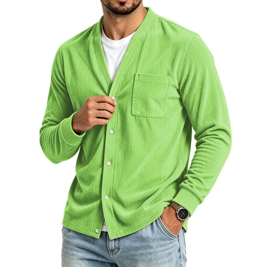 Men's Casual Loose Fit Color Shirt with Pockets for Everyday Wear