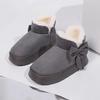 Cozy Plush-Lined Winter Snow Boots for Men and Women - Elegant Bow Detail, Soft Sole, Indoor/Outdoor Fashion Slippers