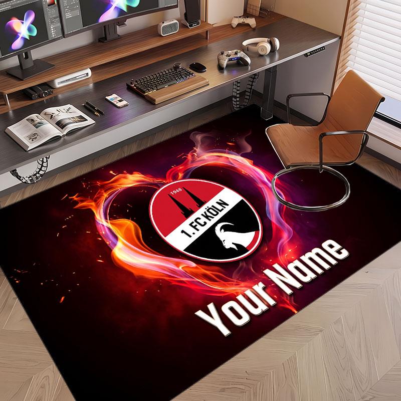 Custom Rug FC Köln Pattern Print Name Text Soft Non‑Slip Floor Carpet for Home Indoor Decoration