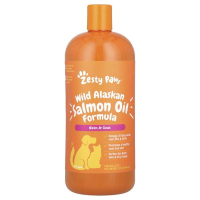 Zesty Paws Formule oleje z divokého aljašského lososa, Pro psy a kočky, Všechny věkové kategorie, 32 fl oz (946 ml)
