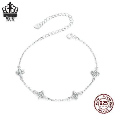 Everle Four-Leaf Clover Bracelet: Delicate S925 Sterling Silver, Rhodium-Plated, Everyday Versatile Jewelry for Women.