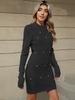 Long Sleeve Ruched Knit Dress for Women Autumn Winter Outerwear
