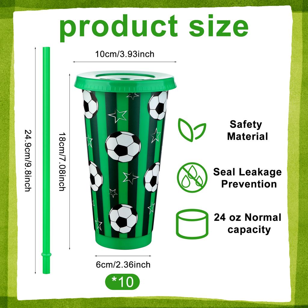 Kklolai 10 Stuks 24 Oz Plastic Voetbalbekers Herbruikbare Tumbler Met Deksel En Rietje Voetbal Verjaardagsfeest Cadeaus Voor Coach Fan Mannen Vrouwen