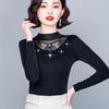Autumn New Fashion Bottoming Shirt Women's Mesh Collar Slim Mom's Clothing Long Sleeve Top M-5XL