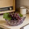 Contemporary Feathered Themed Glass Serving Dish Spacious And Stable For Fruits Treats Or Centerpiece Decoration