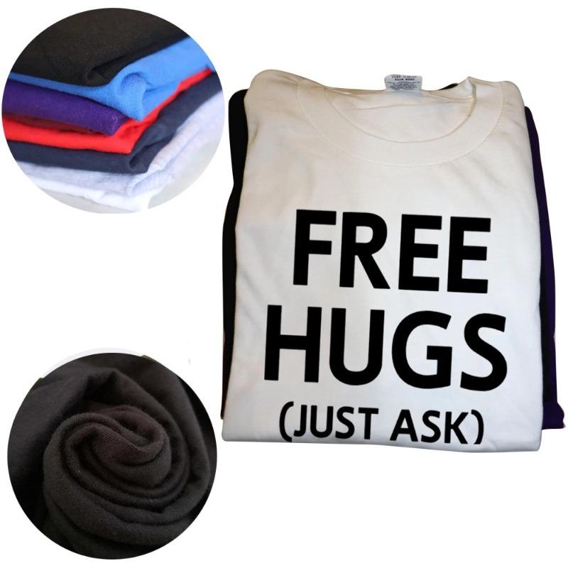Novelty Awesome Free Hugs Just Ask Joke Funny Sarcastic 100% Cotton Casual Short Sleeve T-shirts Women Men
