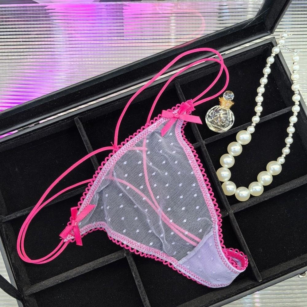 Thin Belt Underwear for Women Low Waist Mesh Seamless Panties Sweet Transparent Thong Girl