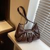 Woman Shoulder Bag Pleated Buckle Shoulder Bag Retro Y2k Bag High-End Pu Handbag For Commuting Travel Shopping