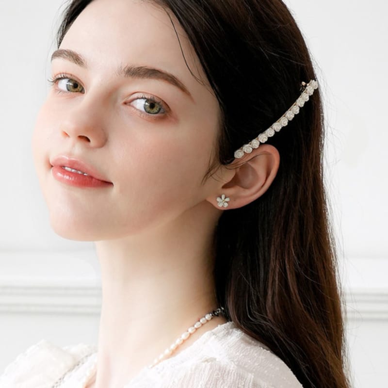 Dana Burton White Rose Garden Hairpin