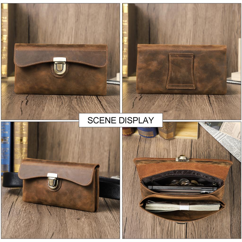 Étui de téléphone en cuir véritable avec clip ceinture Sac de ceinture pour iPhone 17 16 15 14 13 Samsung Galaxy Téléphone portable 5,4-6,9 pouces Pochette Homme