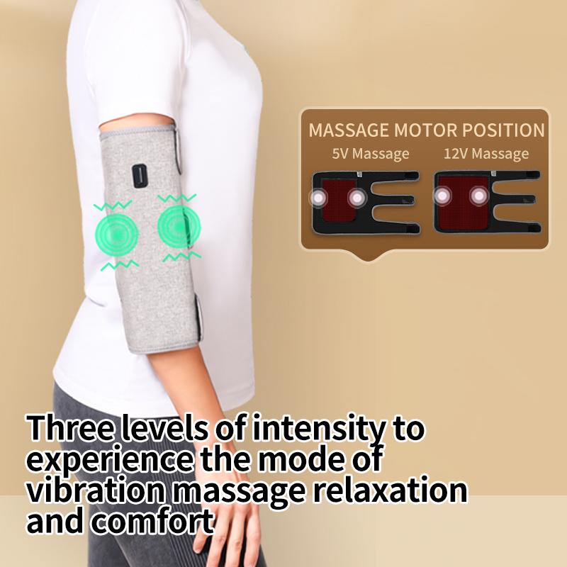 Portable Electric Heated Elbow Massager Brace 3 Gear Heat&Vibration Levels Heating Elbow Wrap Warmer Pad for Arm Elbow Joint Pain Relief with Massage