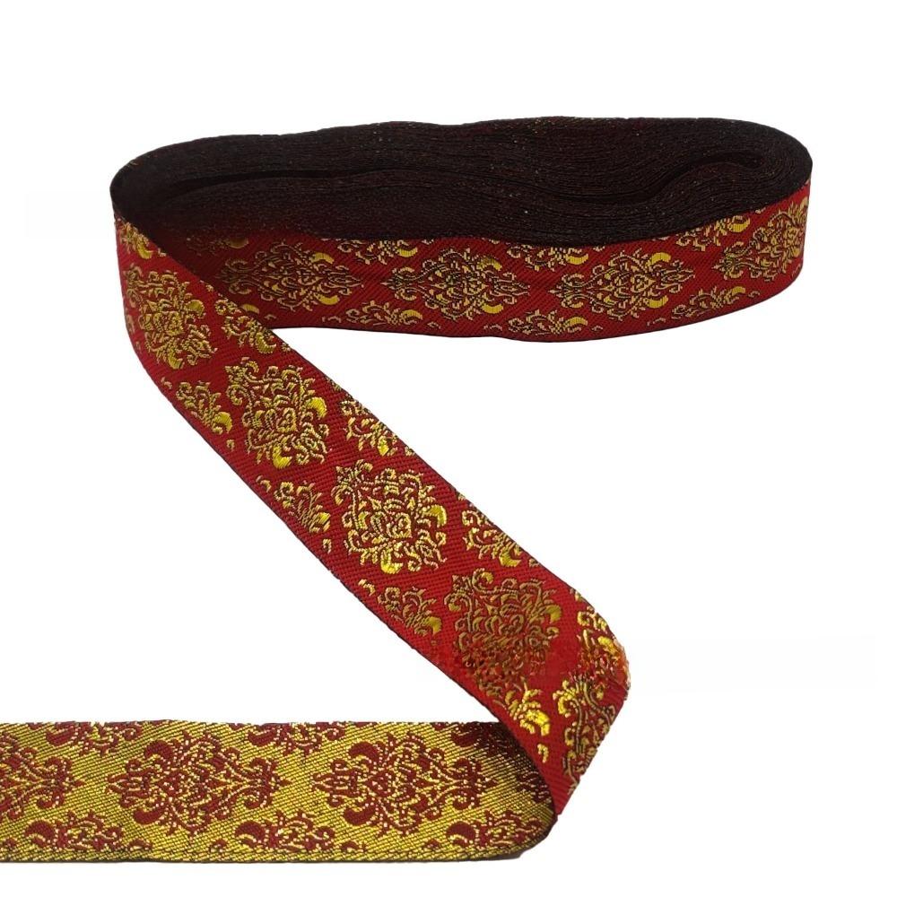 Flat Wire Gold Wire 2.5cm Width Glitter Lace Trim Ethnic Style Gold Color Clothing Decoration Accessories for Home Curtain Decor