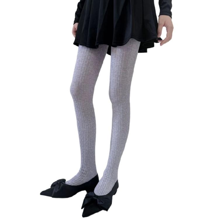 Women Twist Striped Pattern Opaque Tights Winter Fall Hosiery Elastic Jacquard Solid Color Pantyhose Stockings Leggings