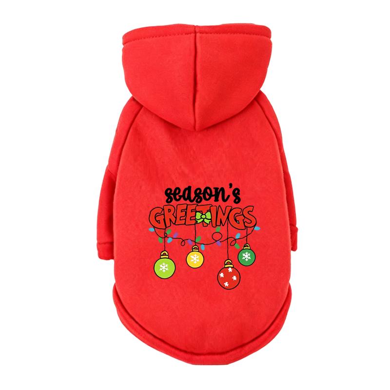 Merry Christmas Pet Hoodie Santa Truck Tree Printed Soft Fleece Sweatshirt Winter Holiday Party Dress‑up Outfit For Teddy Bichon