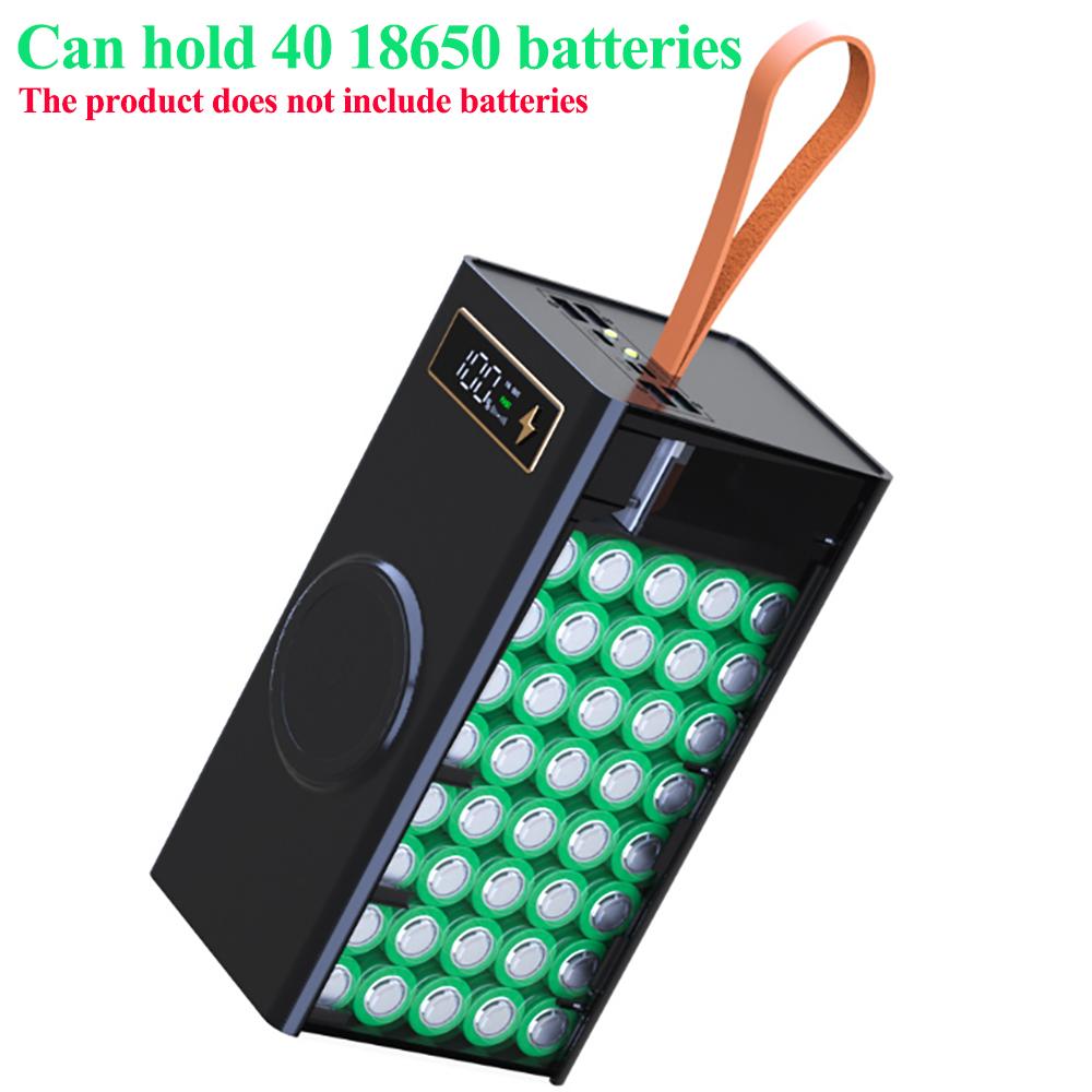 40 Zellen 18650 DIY Powerbank Gehäuse Kit Abnehmbar Kein Löten Kabelloses Laden Campinglicht Mobiles Stromgehäuse Ohne Akku
