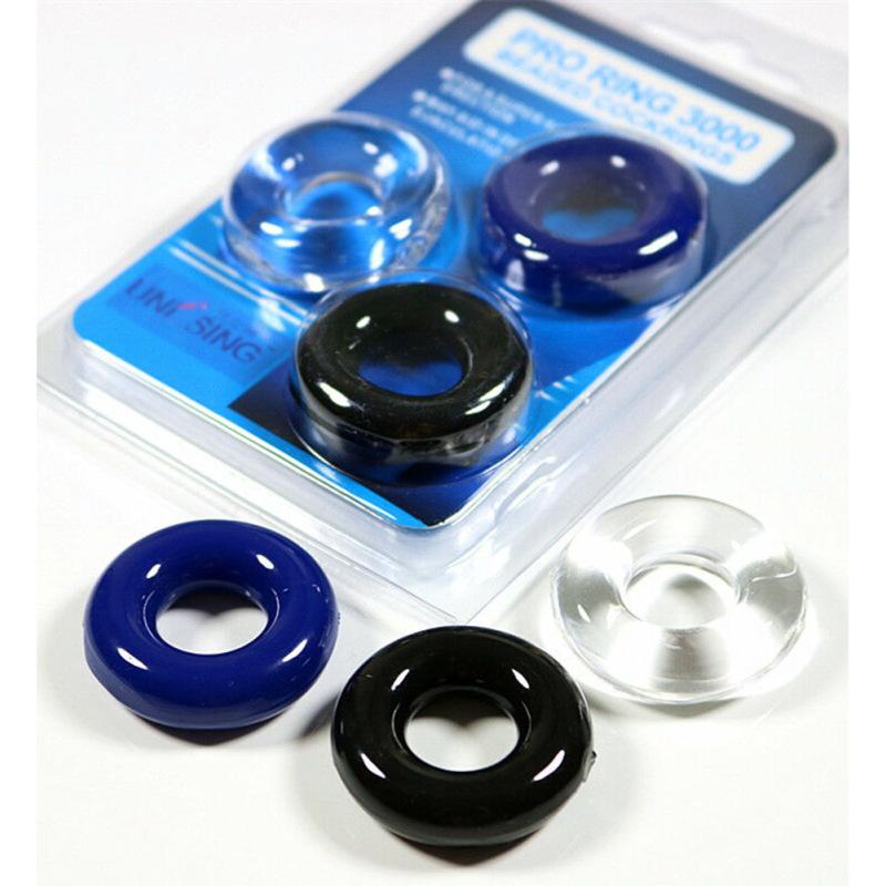 3pcs Enlarge Penis Ring Stretchy Silicone Male Erection Enhancing Cock Balls Testicle