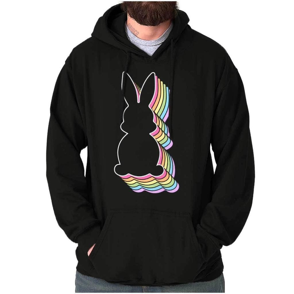 Cute Colorful Easter Bunny Spring Rainbow Hoodie Hooded Sweatshirt Men Women