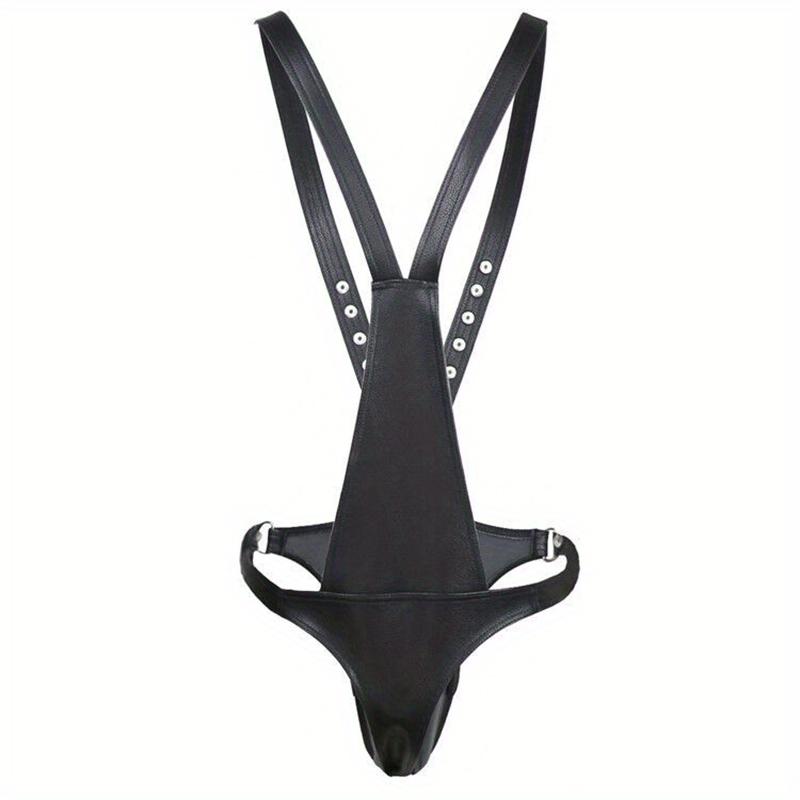 1pc BDSM Men's Erotic Adult Tight Leather Chest Strap Men's Clothing Tight Package Bondage Clothes Penis Chastity Pants Leather Suspenders Pants