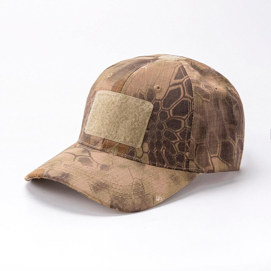 Jarní maskáčová baseballová čepice - Taktická vojenská snapback s Velcro panelem Unisex Prodyšná sluneční čepice Venkovní UV ochrana