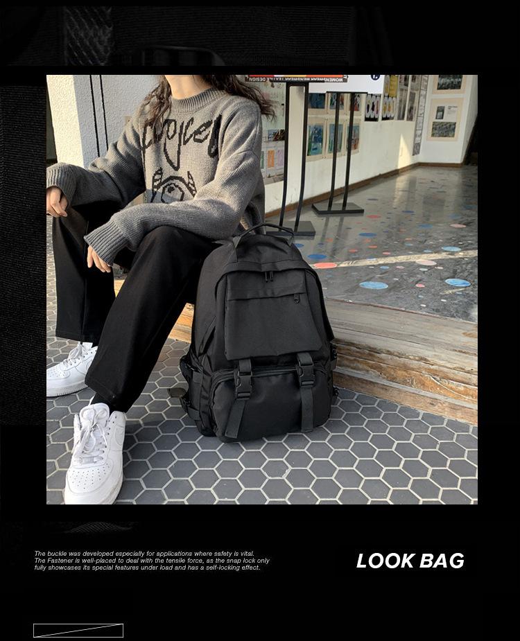 Schoolbag Japanese high-end school bag female high school large capacity backpack tooling wind backpack male ins bag