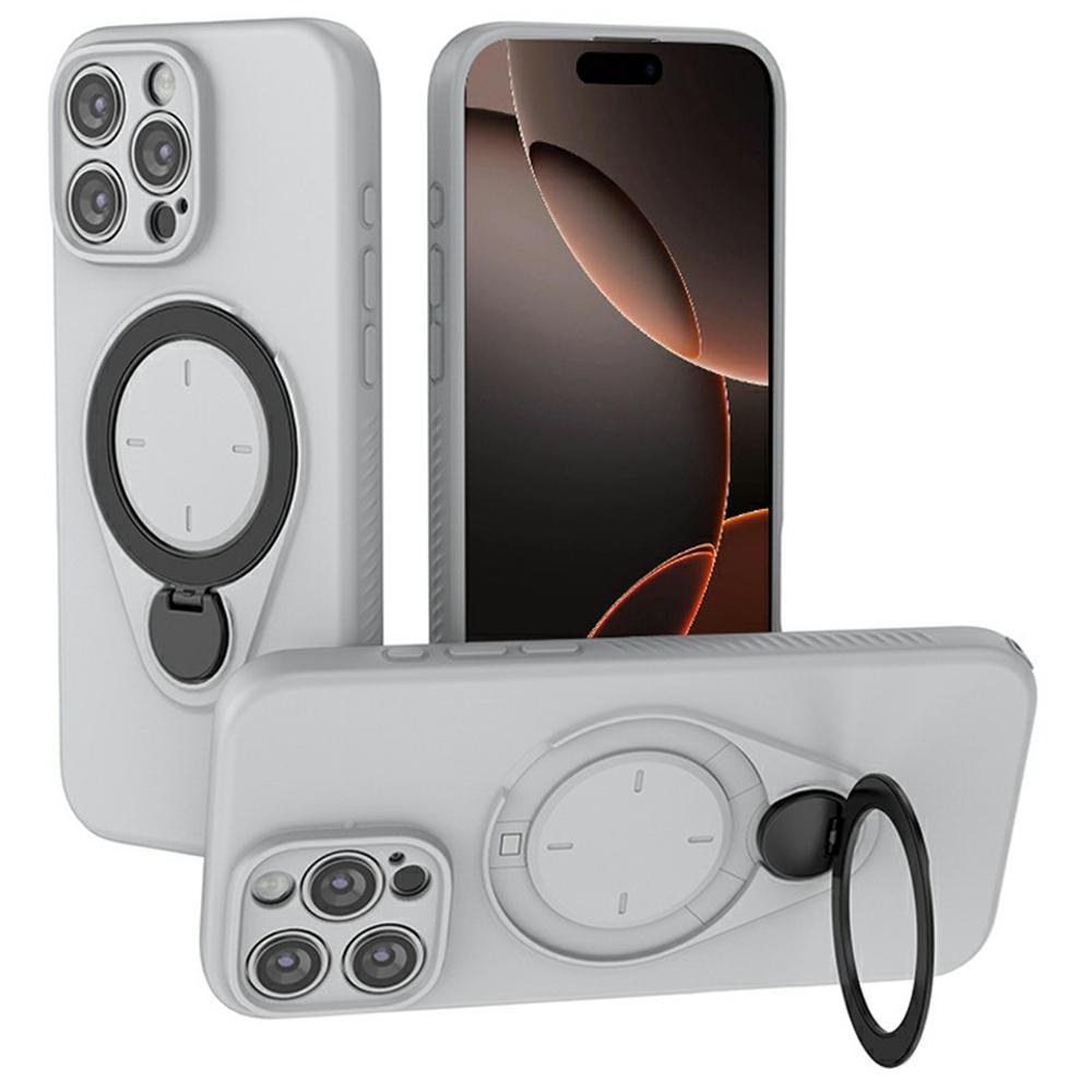 For iPhone 16 Pro Magnetic Case Rotating Kickstand TPU PC Phone Cover Compatible with MagSafe